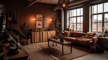 Scandinavian style interior. Large modern loft-style apartmentの素材