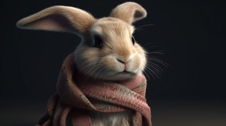 cute bunny wearing a scarfの素材