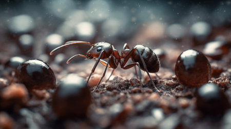 The organized swarm of ants tirelessly built their complex nestの素材