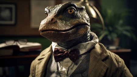 A high-definition photograph of a charming dinosaur. Generative AIの素材