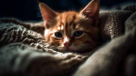 An adorable snapshot of a cat and dog cuddled up. Generative AIの素材