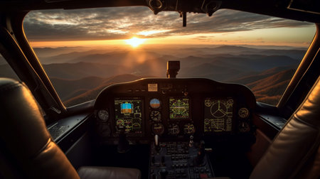 View from the cockpit of a light private plane while performing a leisure flight in autumn.の素材