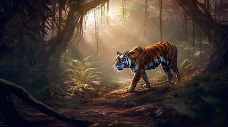 As the sun beats down on the dry savannah. Generative AIの素材