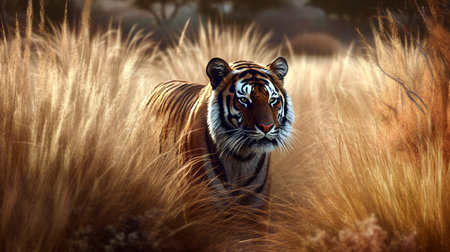 As the sun beats down on the dry savannah. Generative AIの素材