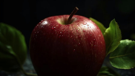As the camera zooms in the juicy red apple. AI Generativeの素材