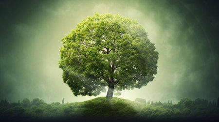 Beautiful nature of Mother Earth. Mother earth as environmental ecological and green planet conceptの素材
