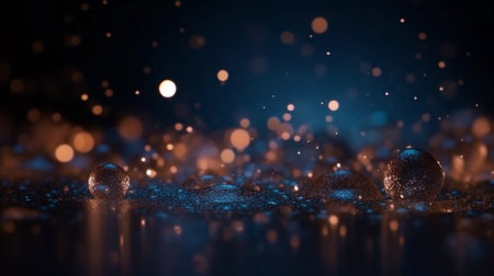 glitter vintage lights background. dark gold and black. defocused. Gold abstract bokeh backgroundの素材