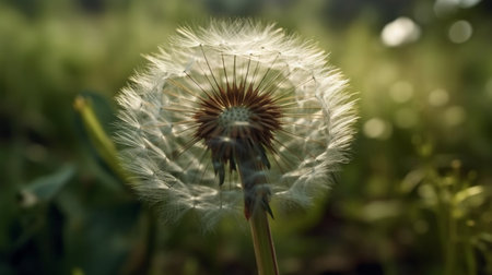 Dandelion seed pod in a beautiful backgroundの素材