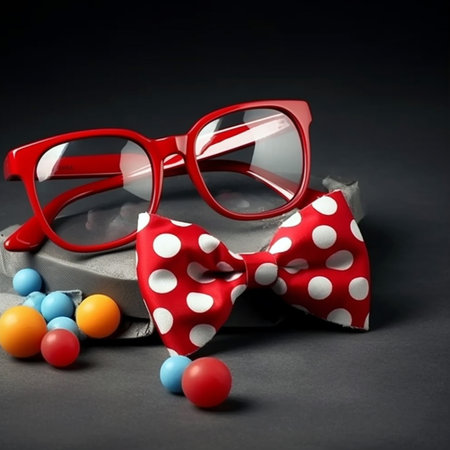 Black glasses with and bow tie showing a guy's face and formal dress on a white backgroundの素材