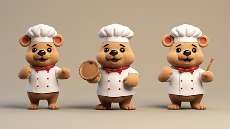 Cute bear wearing chef uniformの素材