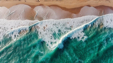 Summer seascape beautiful waves, blue sea water in sunny day. Generative AIの素材