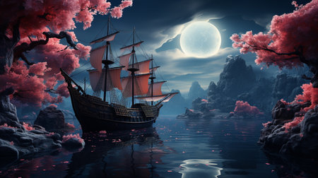 Magic, dreamy, surreal fairytale world in pastel pink colorsの素材