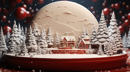 Christmas background with cylindrical podium for promotionsの素材