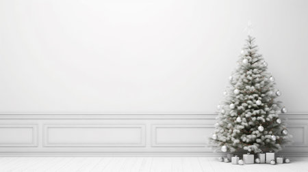 Christmas tree in the white roomの素材