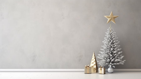 Christmas wall mock-up. Write on the wall. Scandinavian styleの素材