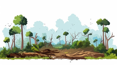 Deforestation of rainforest. Environmental problem. destruction of forestの素材
