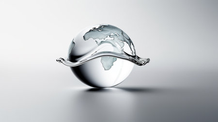 earth reflection on water dropの素材