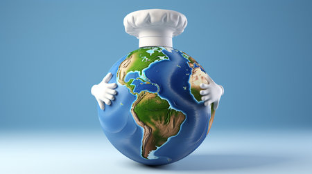Earth with Chefs Hat, International cuisine conceptの素材