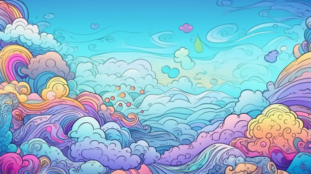 fantasy hand drawn sky background texture fairy tale dream cuteの素材