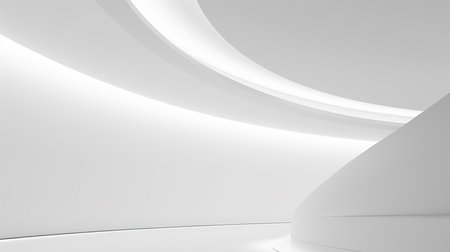 White Architecture Circular Background. Modern Building Design. Abstract Curved Shapesの素材