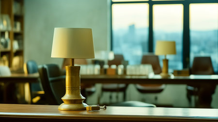 Wood table top on blur kitchen room background .For montage product displayの素材