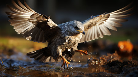 Flying Falco tinnunculus hunting in a shaking flight. Generative AIの素材