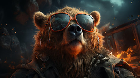 Cool bear with sunglasses. teddy bear in sunglasses teddy bear in sunglassesの素材