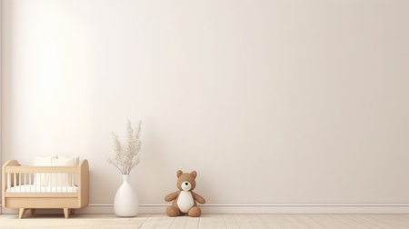 Blank wall mock up cozy nursery interior background, Scandinavian style children roomの素材