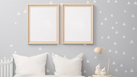 Kids Frame Poster mockup. Scandinavian interior. Mock up frame in children roomの素材