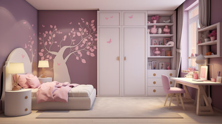 Little girl room modern and cozy design. Little girl roomの素材