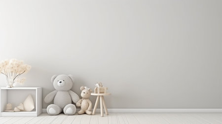 Mock Up empty Wall In modern Interior Background, baby room design. children room in light colorの素材
