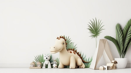 Kids Wall mock up. Kids interior. Scandinavian interiorの素材