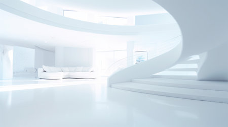 white interior. Modern bright interior. Minimalist composition of elegant living roomの素材