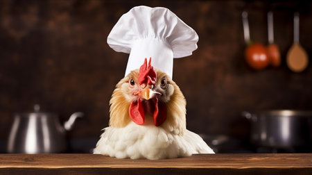 chicken wearing chef hat. mascot and illustration of a chicken chefの素材