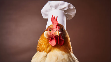 chicken wearing chef hat. mascot and illustration of a chicken chefの素材