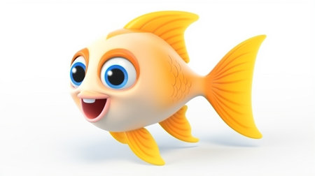 cute orange fish character isolated on transparent on white backgroundの素材
