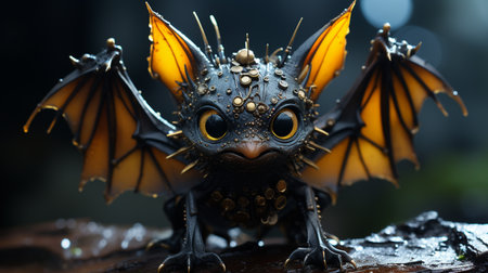 Cute little bat. Cute smiling bat. Flying animal character, decorative designの素材