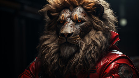 lion king wearing a knight armor. A huge knight lionの素材