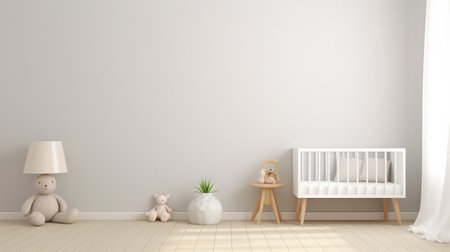 Wall mock up in children room interior backgroundの素材