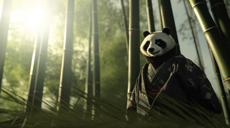 panda samurai illustration. Panda Samurai Vintageの素材