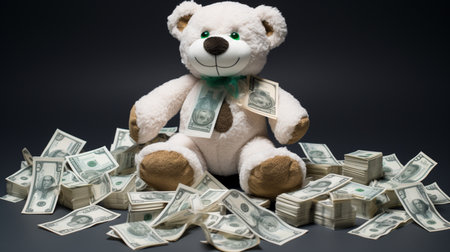 cash with bear toy in black billionaire t shirtの素材