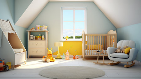 Decorative baby room wooden detail and baby interiorの素材