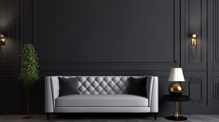 Modern interior design , office, interior details,with the background of a dark classic wallの素材