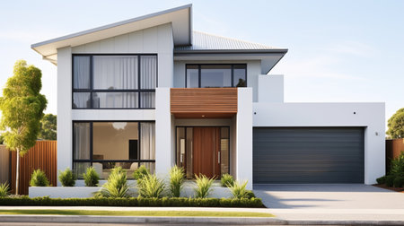 Front elevation of a new modern Australian style homeの素材