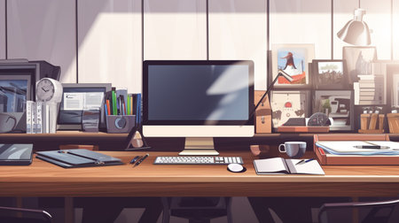 Work space comfortable, Modern workplace. Stylish interior with comfortable workplaceの素材