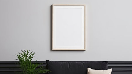 Mock up poster frame in modern interior background, living room, minimalistic styleの素材