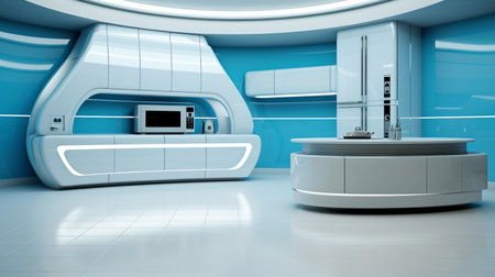 futuristic New modern kitchen. Futuristic high gloss kitchenの素材