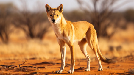 Australian dingo looking for a prey in the middle of the outback in central Australiaの素材