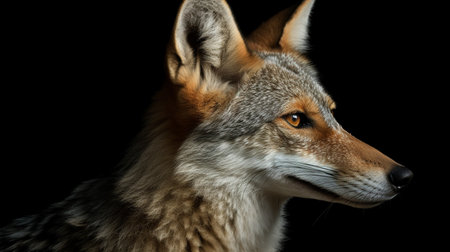 Black Backed or Silver Backed Jackal staring towards the camera, Silver Backed Jackalの素材