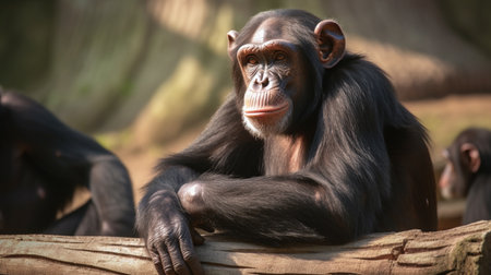 Captive Chimpanzees in Outdoor Habitatの素材